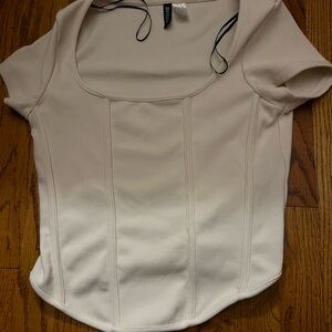 Divided Cream Fitted Bustier Bodysuit